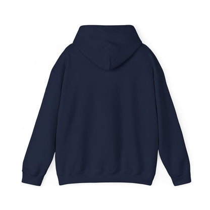 Navy blue Christian hoodie, plain back view, modern faith apparel