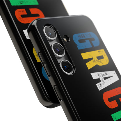 Funda Cristiana Resistente para iPhone & Samsung - Juan 1:16 - Christian Tough Phone Case “Grace Upon Grace” - Black Faith Case for Men