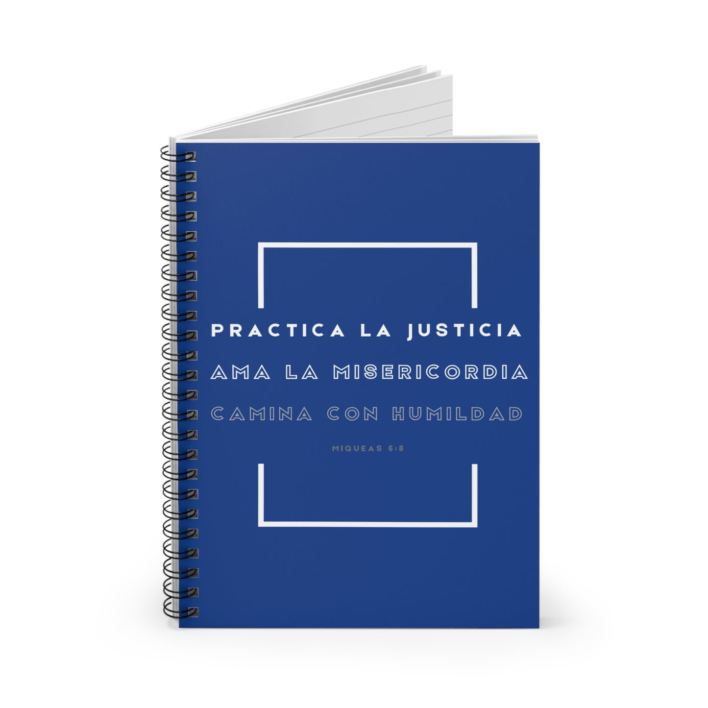 Cuaderno Cristiano con Versículo - Miqueas 6:8 - Diseño Azul Rey con Espiral 6x8" - Christian Spiral Notebook