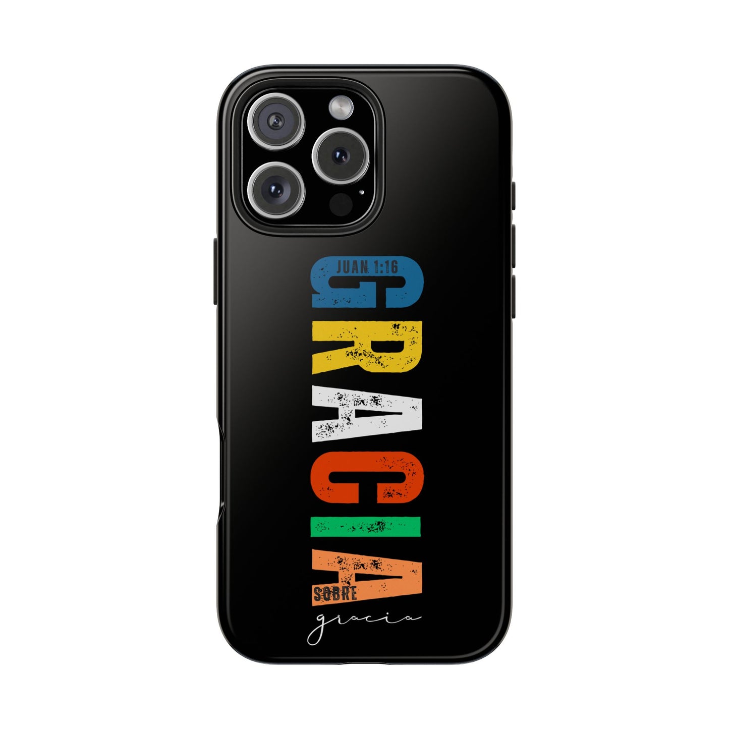 Funda Cristiana Resistente para iPhone & Samsung - Juan 1:16 - Christian Tough Phone Case “Grace Upon Grace” - Black Faith Case for Men