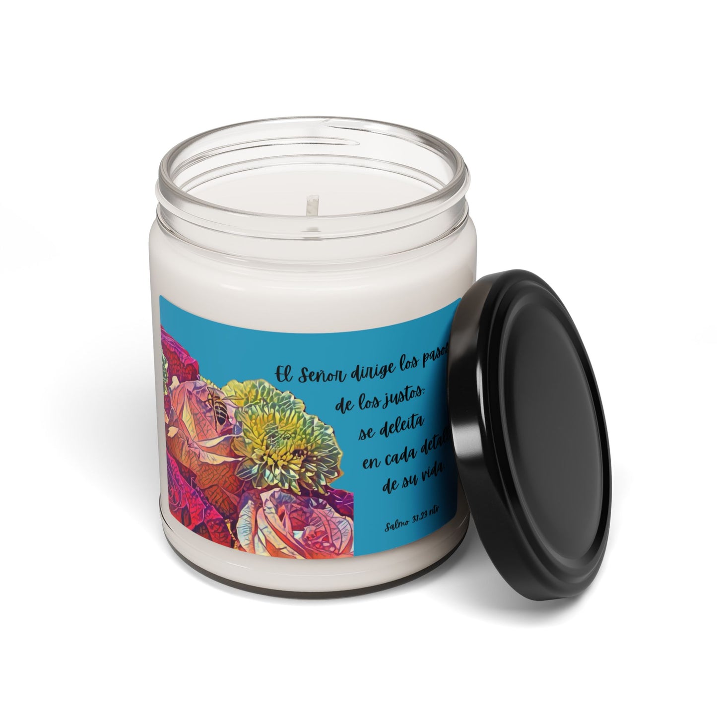 Vela Cristiana Aromatica - Salmo 37:23 NTV - Christian Soy Candle 9 oz - Eco-Friendly - Faith Home Decor Gift - Somos Semilla De Mostaza