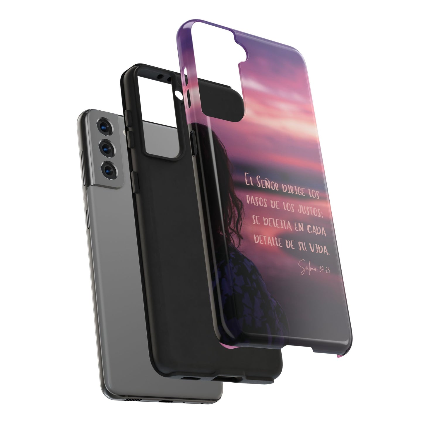 Funda Cristiana Resistente con Versículo para Mujer – Salmo 37:23 | Christian Women's Tough Phone Case for iPhone & Samsung