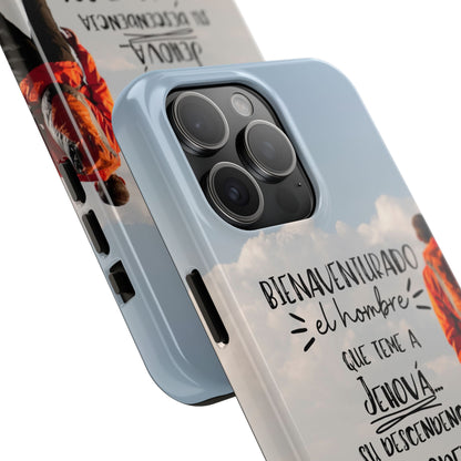 Funda Cristiana Resistente con Versículo - Salmo 112:1-2 - Christian Tough Phone Case for Men - iPhone & Galaxy Compatible