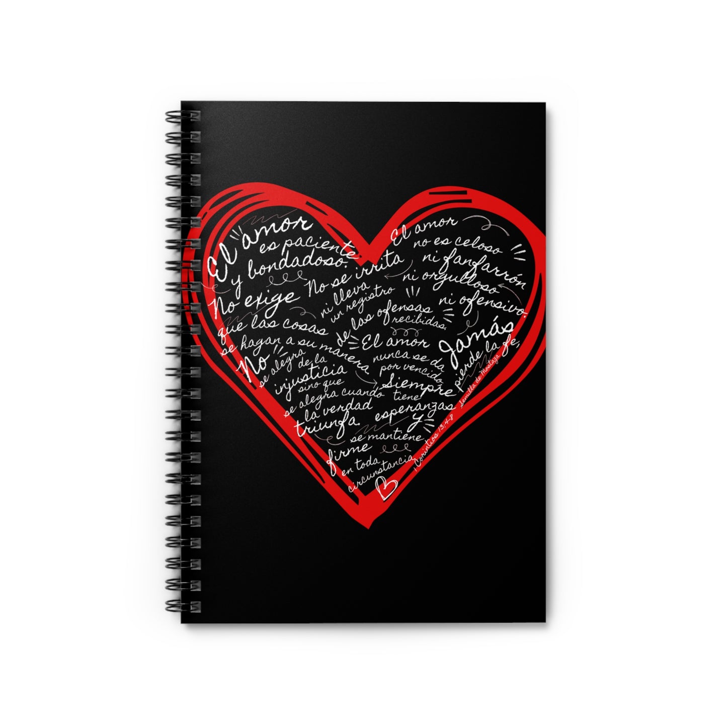 Cuaderno Cristiano con Versiculo de Amor en Negro - Christian Notebook - 1 Corinthians 13 Love is Patient - Somos Semilla De Mostaza