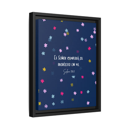 Lienzo Enmarcado Cristiano con Versículo– Salmo 138:8 | Cute Floral Christian Framed Matte Canvas