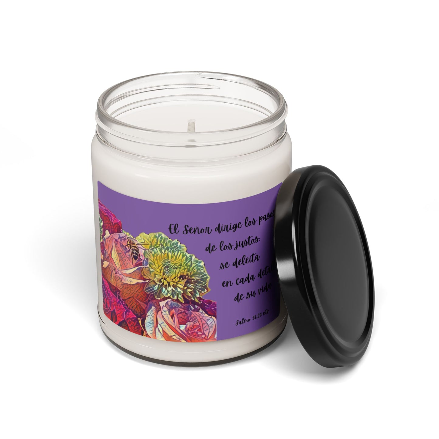 Vela Cristiana Aromatica - Salmo 37:23 NTV - Christian Soy Candle 9 oz - Eco-Friendly - Faith Home Decor Gift - Somos Semilla De Mostaza
