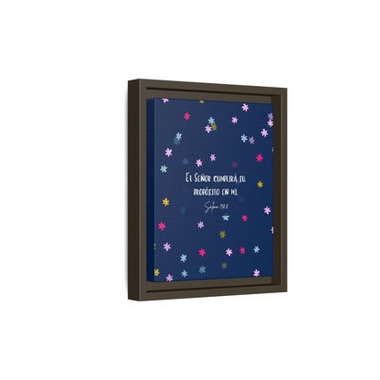 Lienzo Enmarcado Cristiano con Versículo– Salmo 138:8 | Cute Floral Christian Framed Matte Canvas