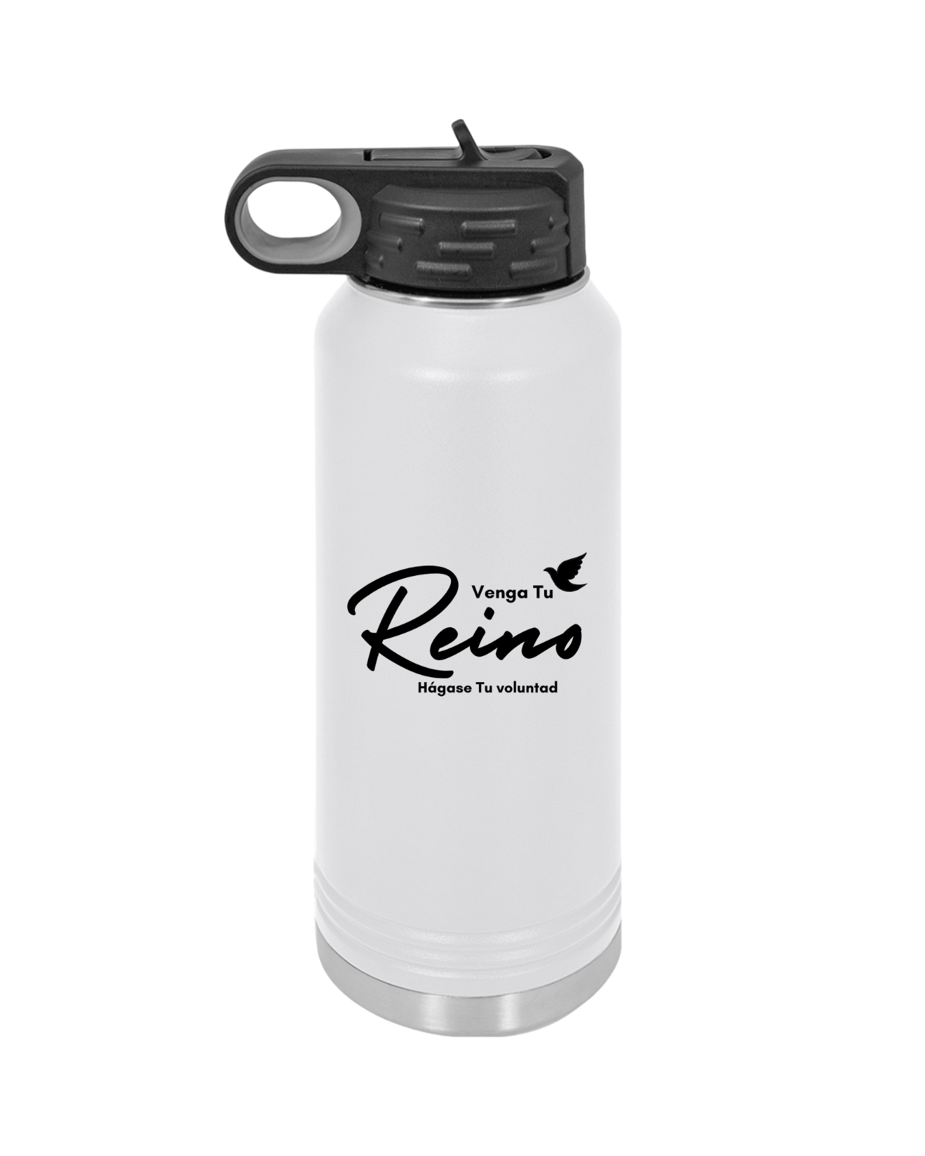 Botella de Acero Inoxidable 32oz - "Venga tu Reino" Mateo 6:10 con Paloma - Christian Water Bottle 32oz - Somos Semilla De Mostaza