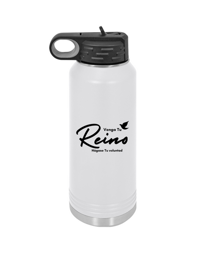 Botella de Acero Inoxidable 32oz - "Venga tu Reino" Mateo 6:10 con Paloma - Christian Water Bottle 32oz - Somos Semilla De Mostaza