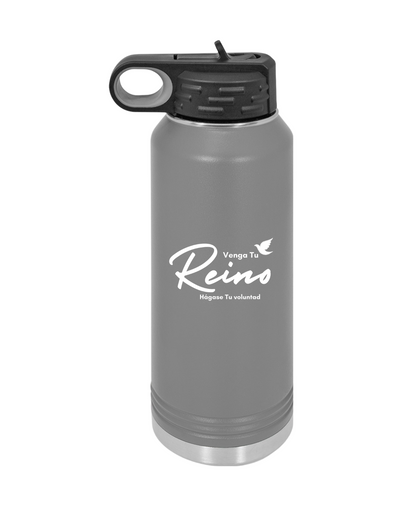 Botella de Acero Inoxidable 32oz - "Venga tu Reino" Mateo 6:10 con Paloma - Christian Water Bottle 32oz - Somos Semilla De Mostaza