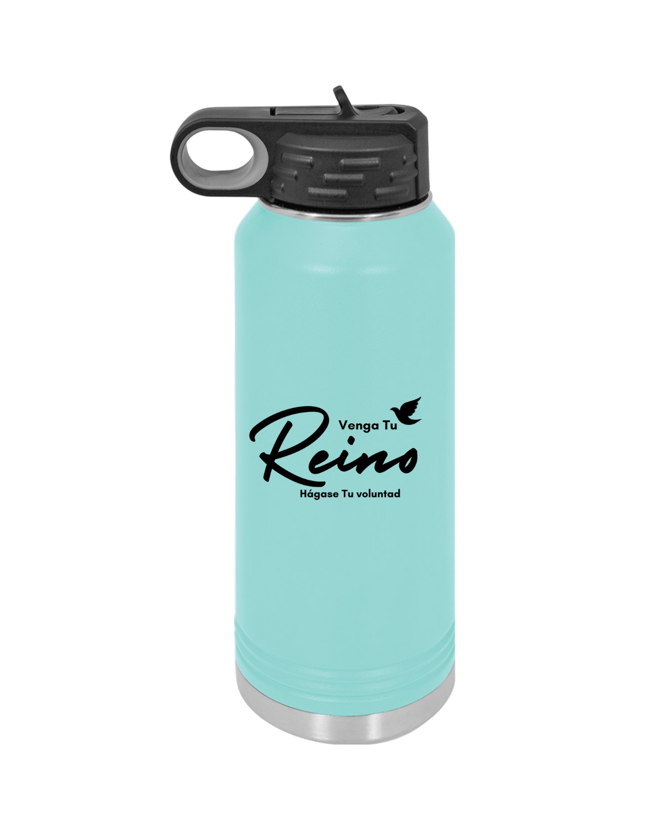 Botella de Acero Inoxidable 32oz - "Venga tu Reino" Mateo 6:10 con Paloma - Christian Water Bottle 32oz - Somos Semilla De Mostaza