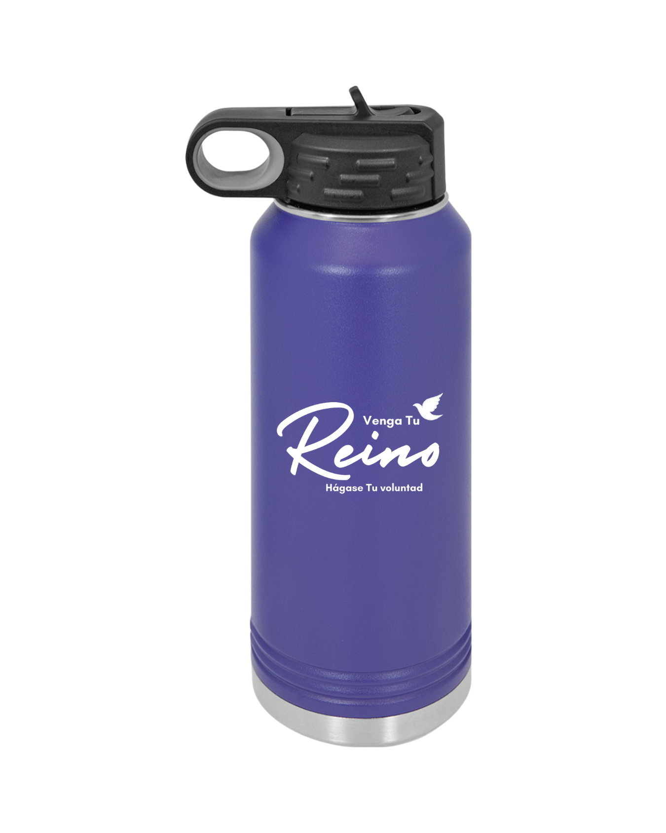 Botella de Acero Inoxidable 32oz - "Venga tu Reino" Mateo 6:10 con Paloma - Christian Water Bottle 32oz - Somos Semilla De Mostaza