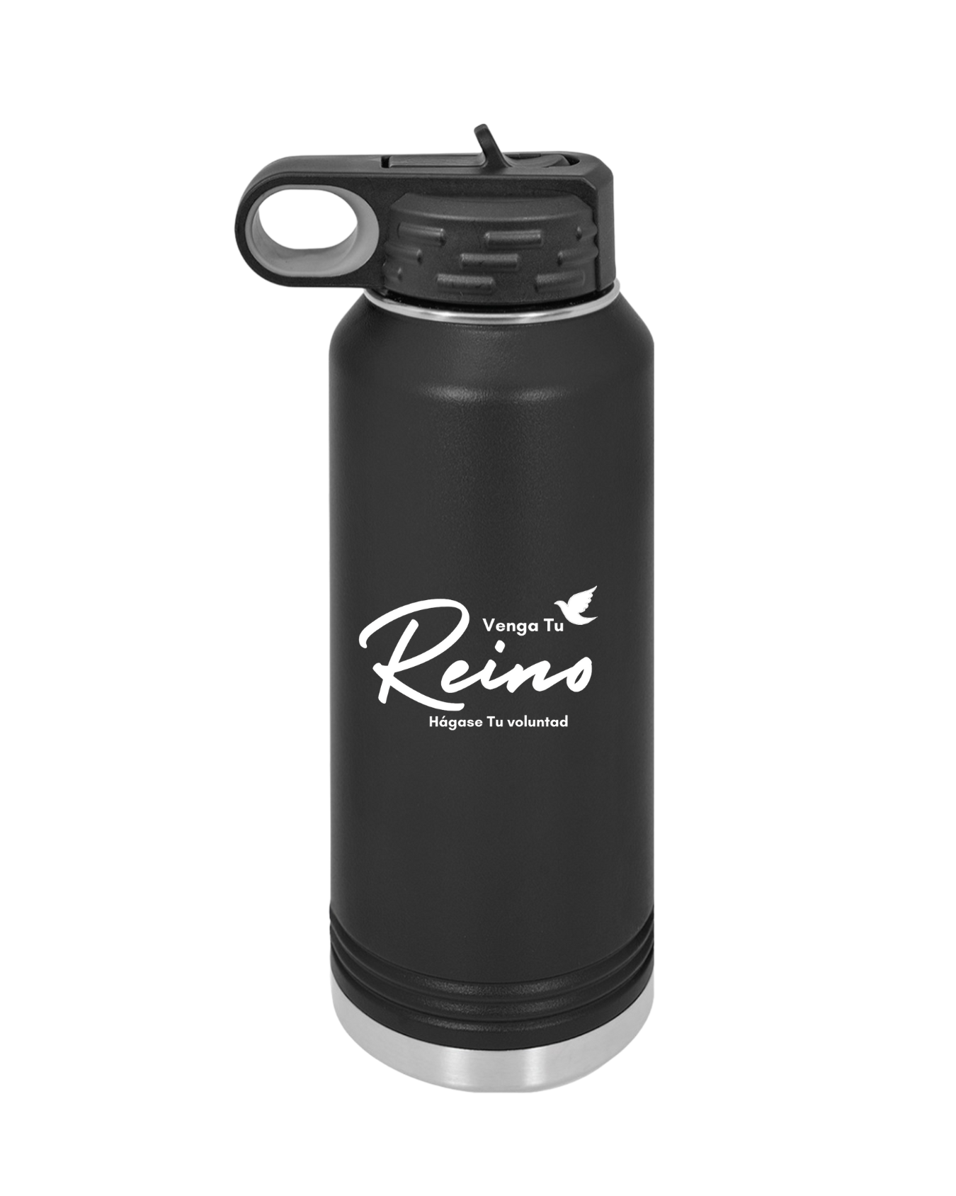 Botella de Acero Inoxidable 32oz - "Venga tu Reino" Mateo 6:10 con Paloma - Christian Water Bottle 32oz - Somos Semilla De Mostaza