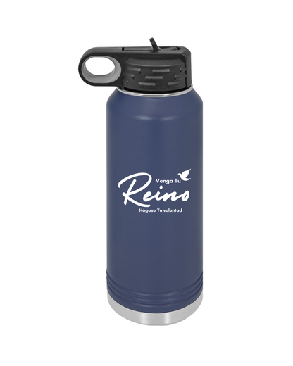 Botella de Acero Inoxidable 32oz - "Venga tu Reino" Mateo 6:10 con Paloma - Christian Water Bottle 32oz - Somos Semilla De Mostaza