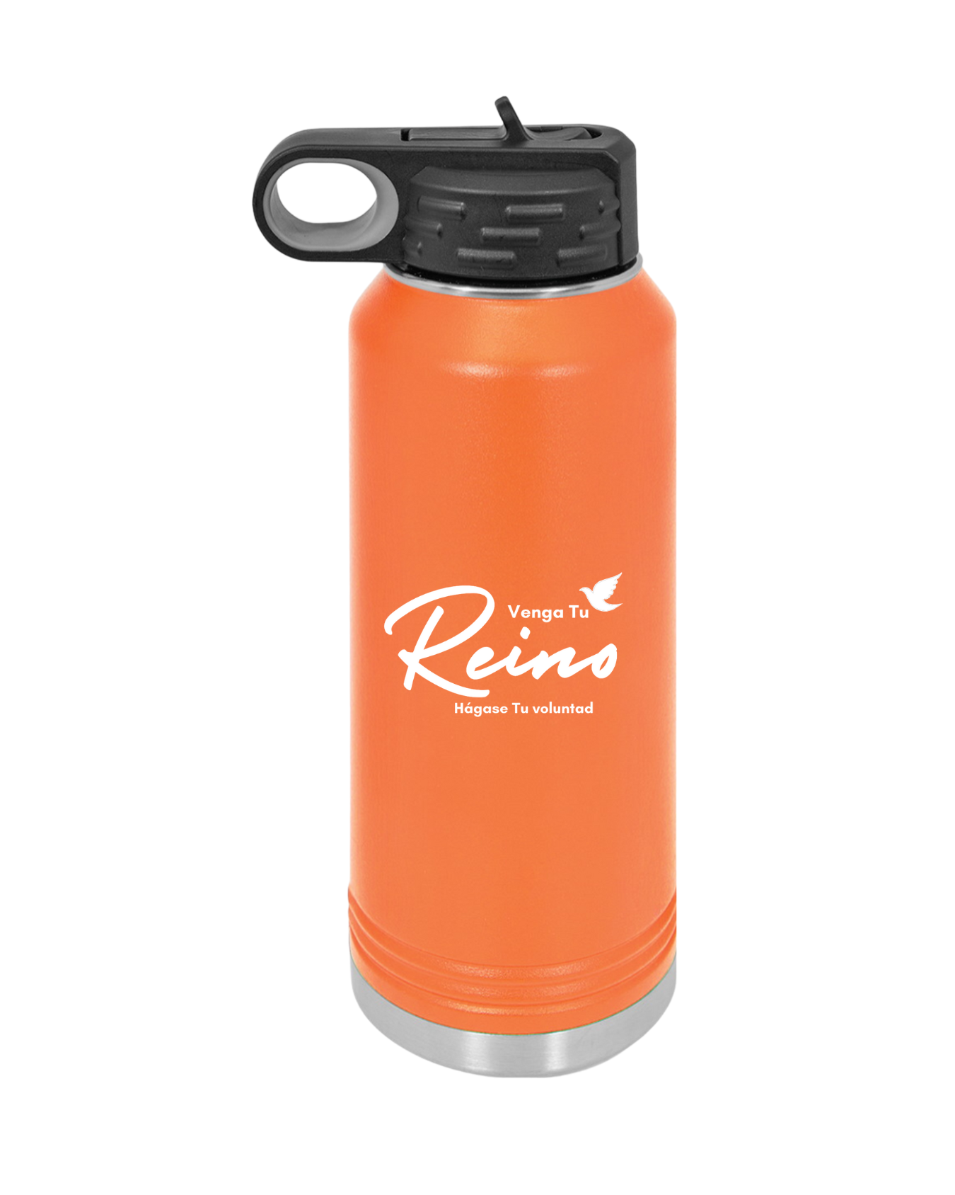 Botella de Acero Inoxidable 32oz - "Venga tu Reino" Mateo 6:10 con Paloma - Christian Water Bottle 32oz - Somos Semilla De Mostaza