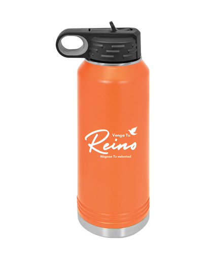 Botella de Acero Inoxidable 32oz - "Venga tu Reino" Mateo 6:10 con Paloma - Christian Water Bottle 32oz - Somos Semilla De Mostaza