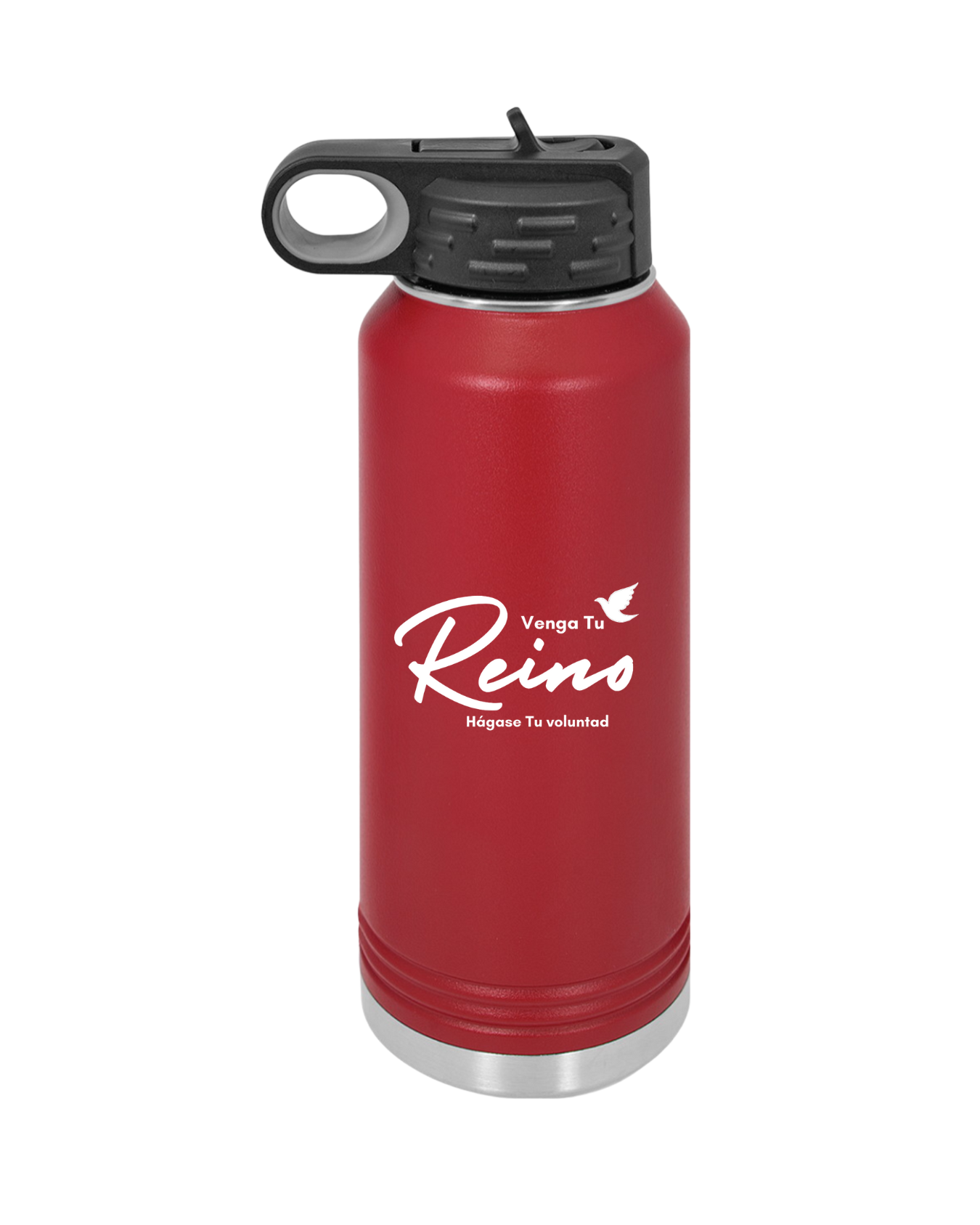 Botella de Acero Inoxidable 32oz - "Venga tu Reino" Mateo 6:10 con Paloma - Christian Water Bottle 32oz - Somos Semilla De Mostaza