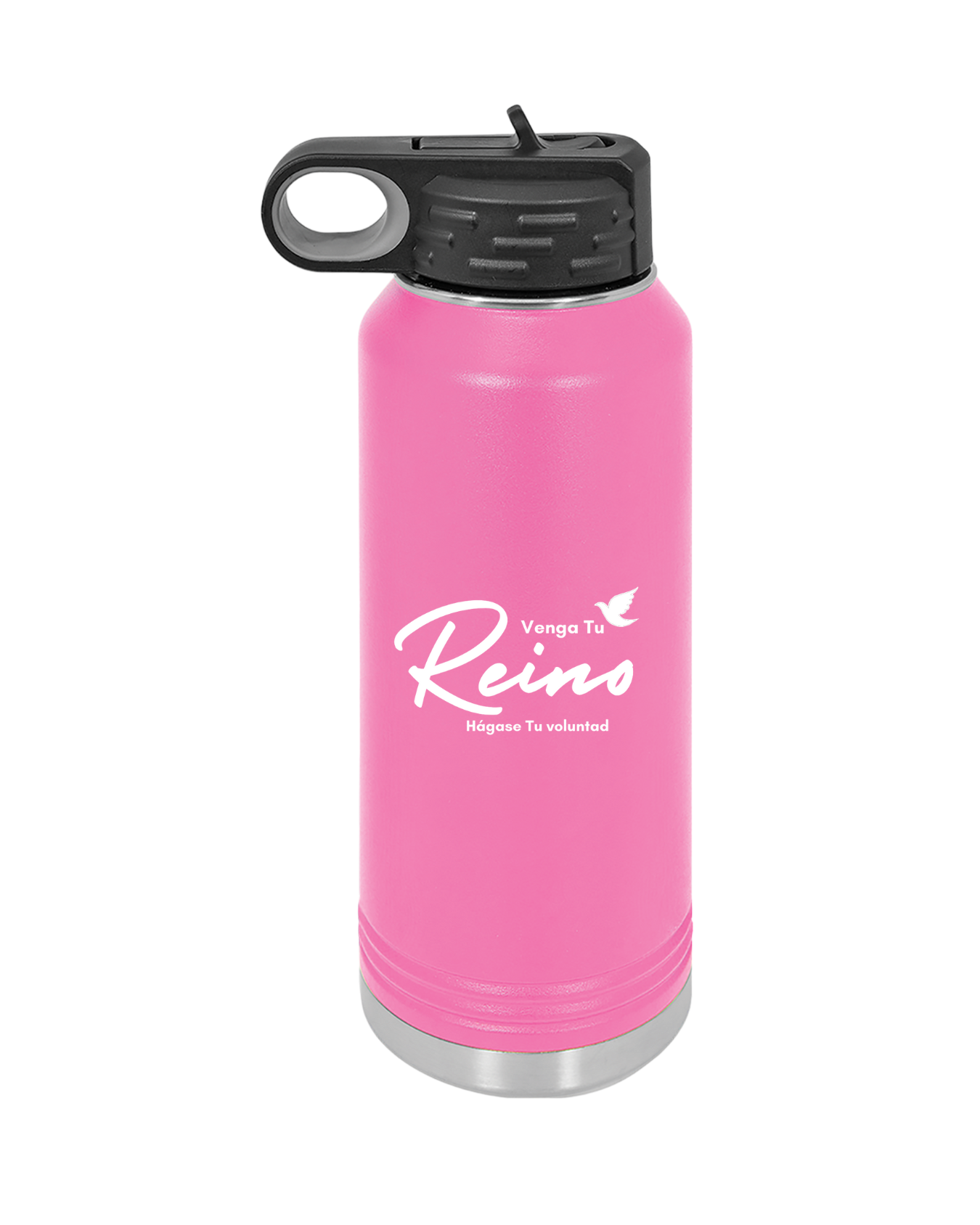 Botella de Acero Inoxidable 32oz - "Venga tu Reino" Mateo 6:10 con Paloma - Christian Water Bottle 32oz - Somos Semilla De Mostaza