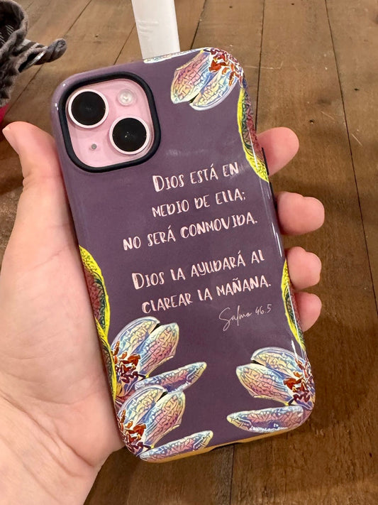 "Dios está en medio de ella" Floral Tough Phone Case