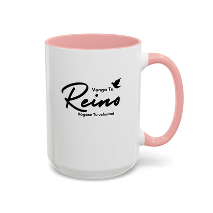 Venga tu Reino Taza Cristiana BPA-Free - Mateo 6:10 - Christian Ceramic Mug "Thy Kingdom Come" - 11oz / 15oz Color Accent - Somos Semilla De Mostaza