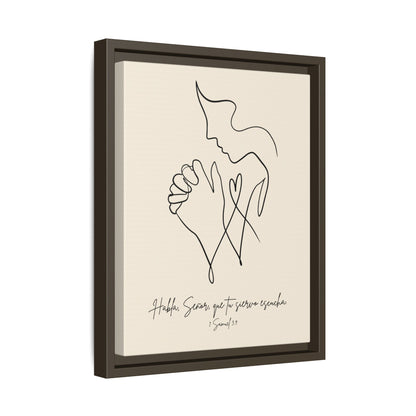 Lienzo Enmarcado Cristiano – 1 Samuel 3:9 Diseño Minimalista | Christian Framed Matte Canvas – Minimalist Line drawing - Beige
