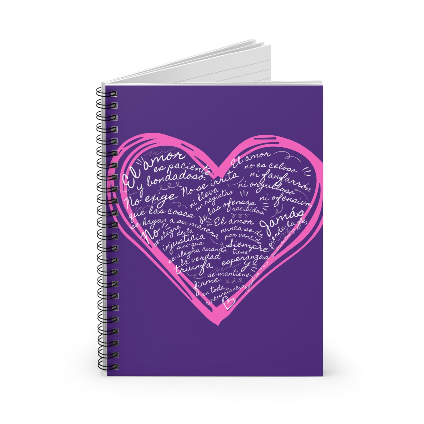Cuaderno Cristiano con Versiculo de Amor - Christian Notebook - 1 Corinthians 13 Love Is Patient - Somos Semilla De Mostaza