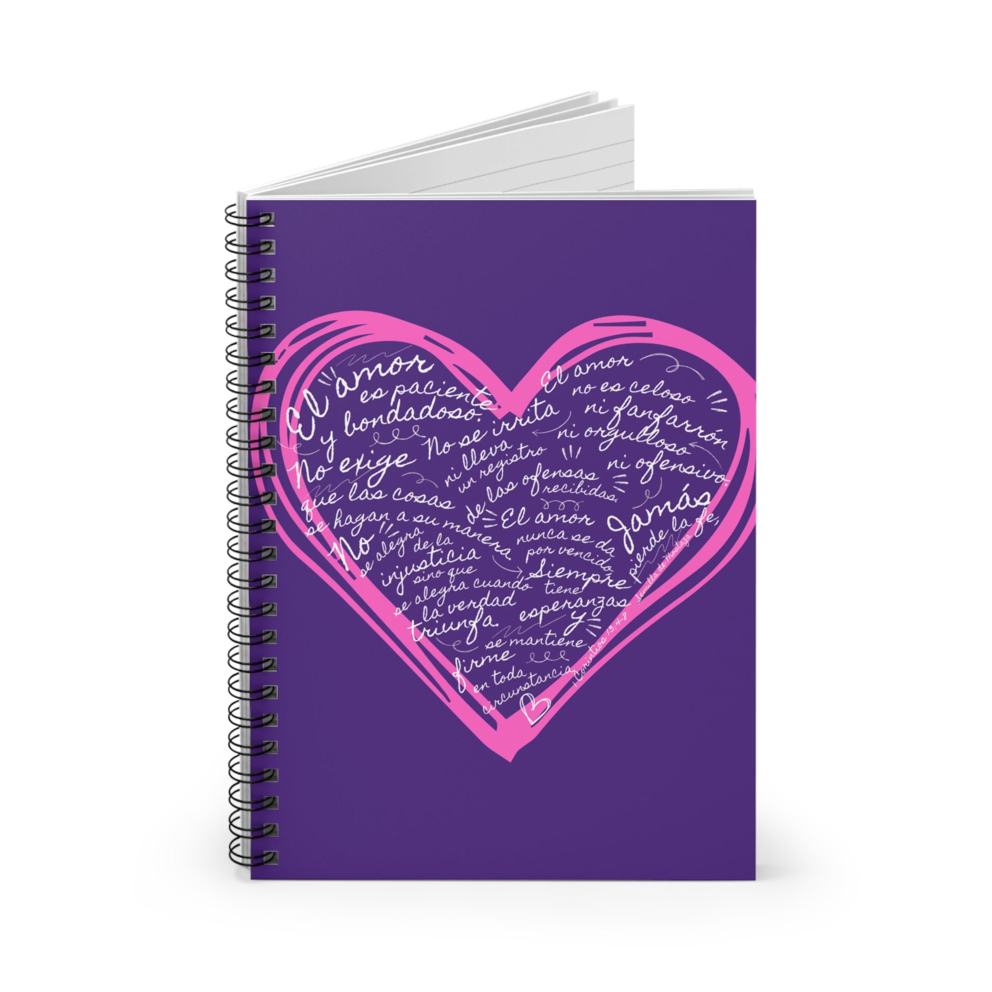 Cuaderno Cristiano con Versiculo de Amor - Christian Notebook - 1 Corinthians 13 Love Is Patient - Somos Semilla De Mostaza