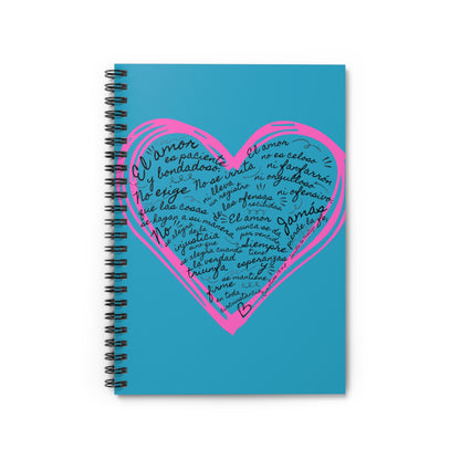Cuaderno Cristiano con Versiculo de Amor en Turquesa - Christian Notebook - 1 Corinthians 13 Love is Patient - Somos Semilla De Mostaza
