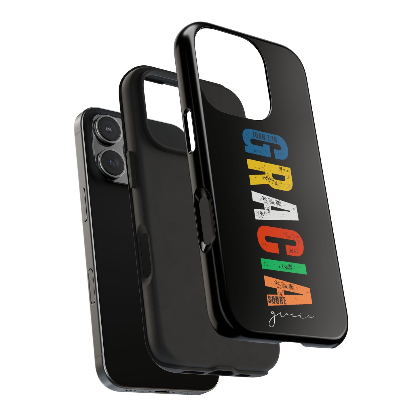 Funda Cristiana Resistente para iPhone & Samsung - Juan 1:16 - Christian Tough Phone Case “Grace Upon Grace” - Black Faith Case for Men