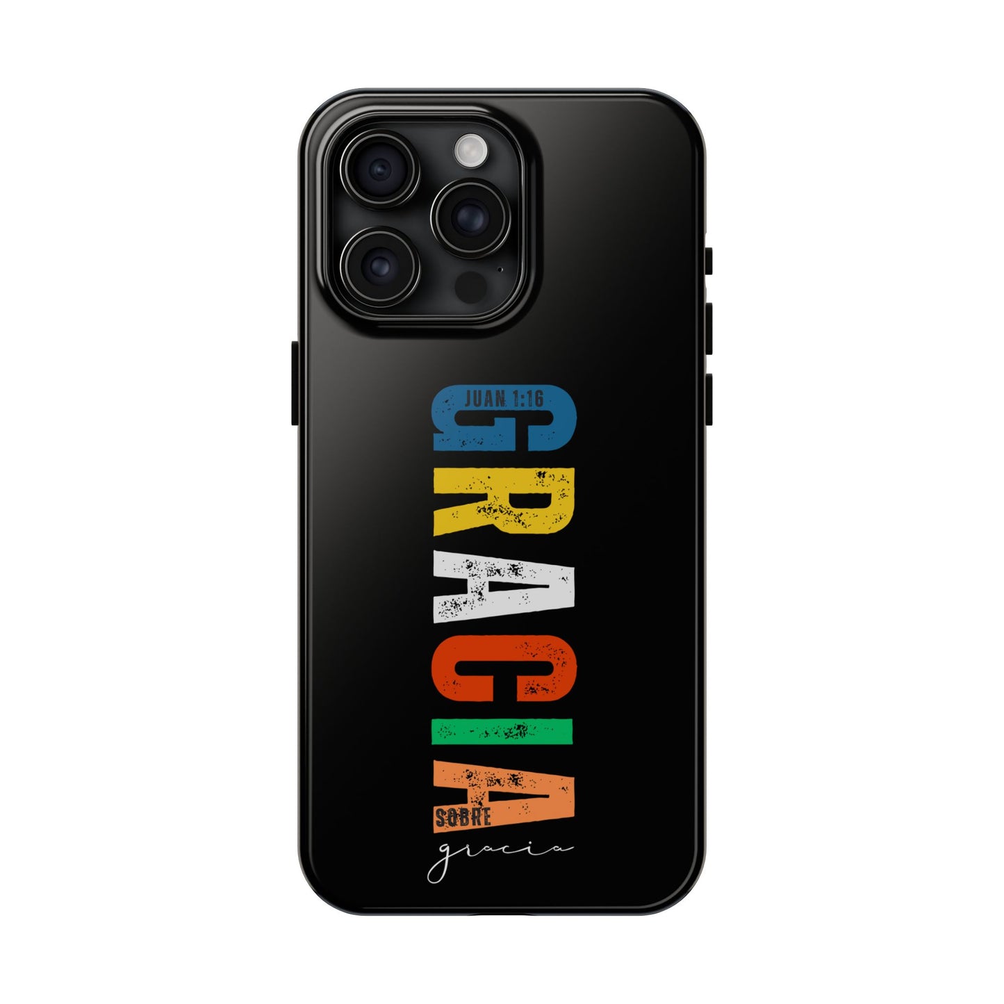 Funda Cristiana Resistente para iPhone & Samsung - Juan 1:16 - Christian Tough Phone Case “Grace Upon Grace” - Black Faith Case for Men