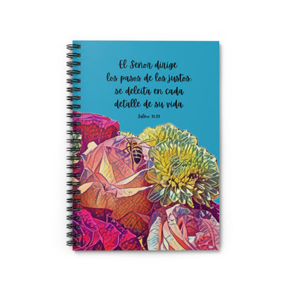 Salmo 37:23 Floral Spiral Notebook (6x8 Ruled)