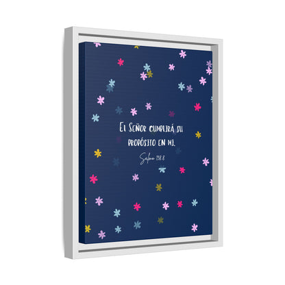 Lienzo Enmarcado Cristiano con Versículo– Salmo 138:8 | Cute Floral Christian Framed Matte Canvas