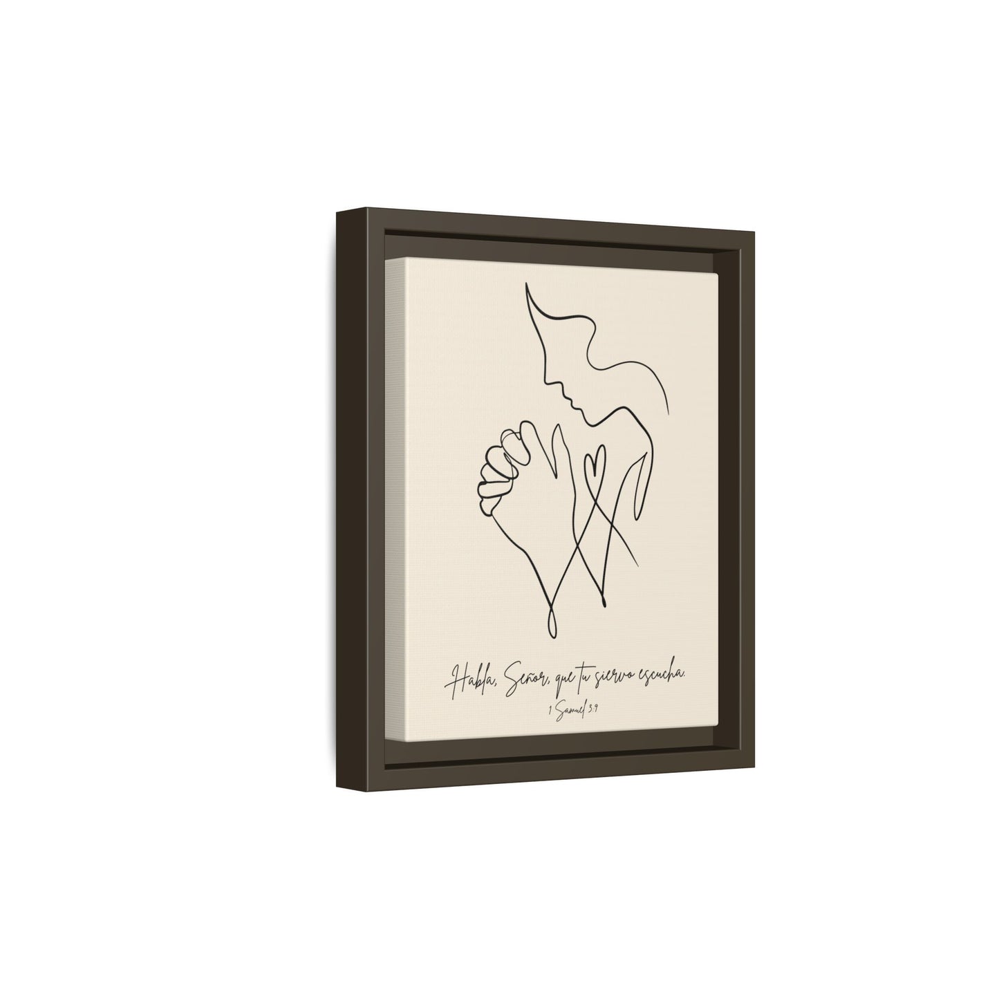 Lienzo Enmarcado Cristiano – 1 Samuel 3:9 Diseño Minimalista | Christian Framed Matte Canvas – Minimalist Line drawing - Beige