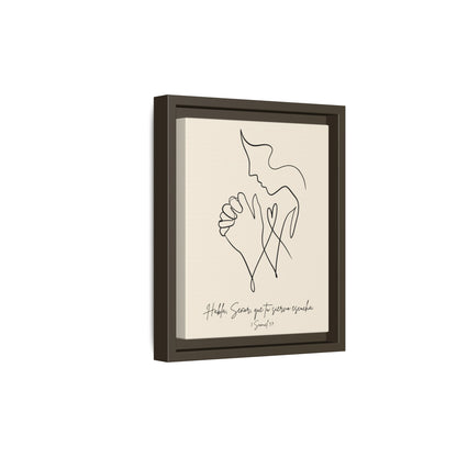 Lienzo Enmarcado Cristiano – 1 Samuel 3:9 Diseño Minimalista | Christian Framed Matte Canvas – Minimalist Line drawing - Beige