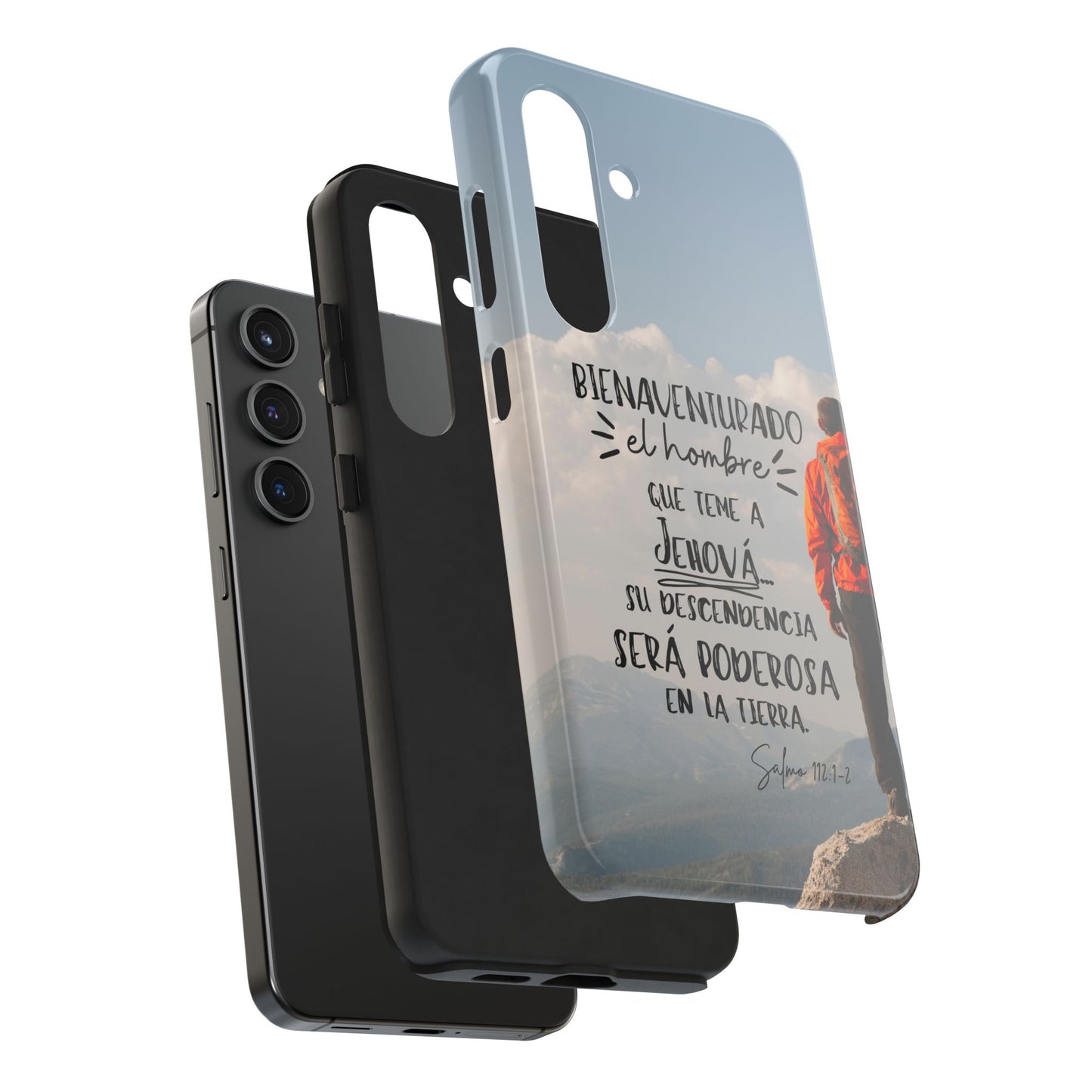 Funda Cristiana Resistente con Versículo - Salmo 112:1-2 - Christian Tough Phone Case for Men - iPhone & Galaxy Compatible