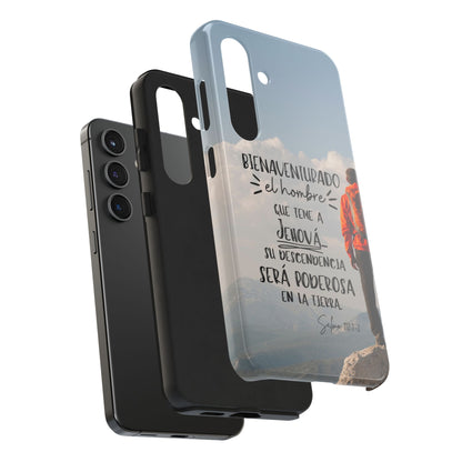 Funda Cristiana Resistente con Versículo - Salmo 112:1-2 - Christian Tough Phone Case for Men - iPhone & Galaxy Compatible