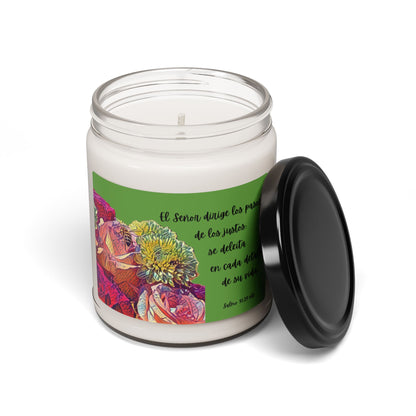 Vela Cristiana Aromatica - Salmo 37:23 NTV - Christian Soy Candle 9 oz - Eco-Friendly - Faith Home Decor Gift - Somos Semilla De Mostaza