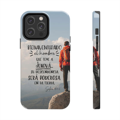 Funda Cristiana Resistente con Versículo - Salmo 112:1-2 - Christian Tough Phone Case for Men - iPhone & Galaxy Compatible
