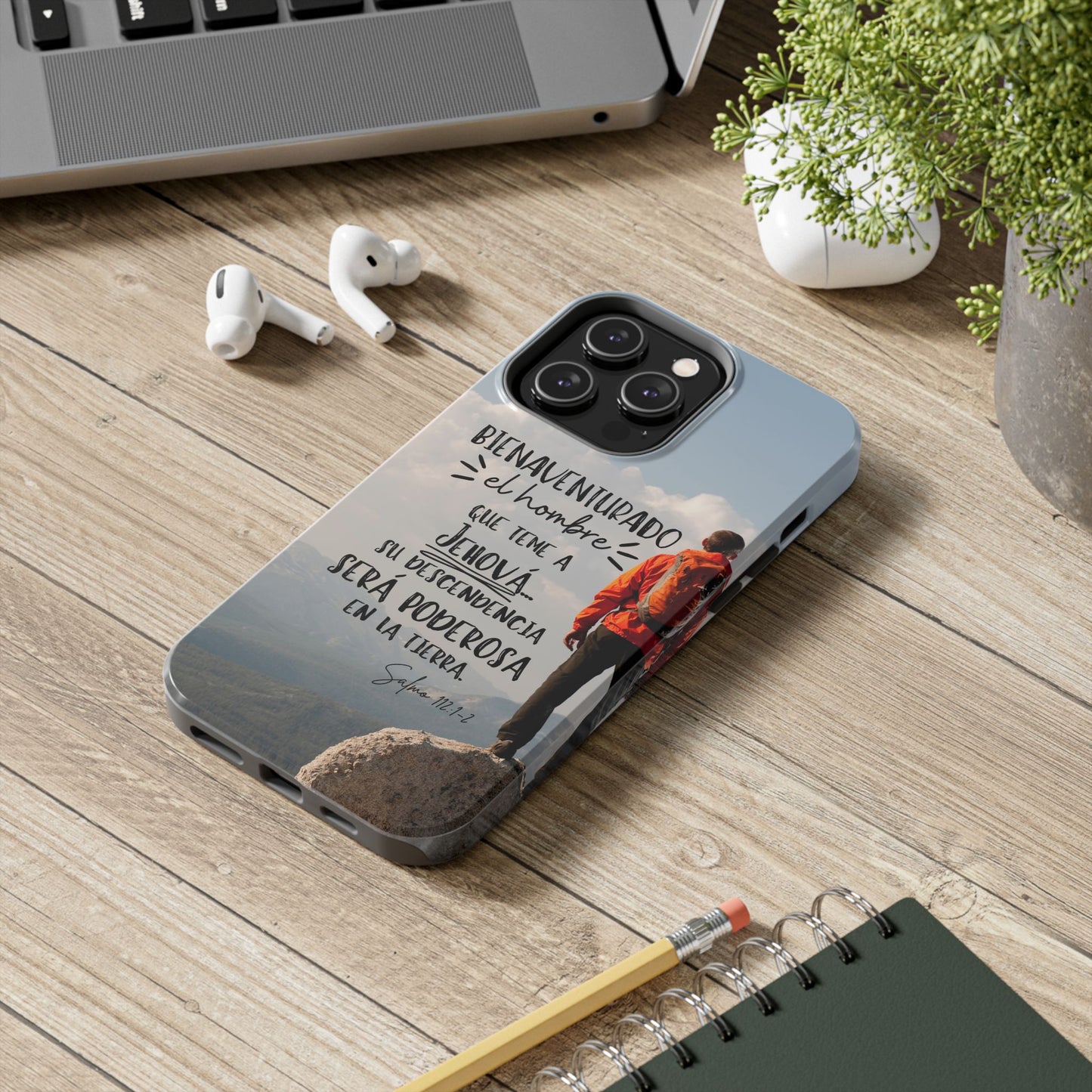 Funda Cristiana Resistente con Versículo - Salmo 112:1-2 - Christian Tough Phone Case for Men - iPhone & Galaxy Compatible