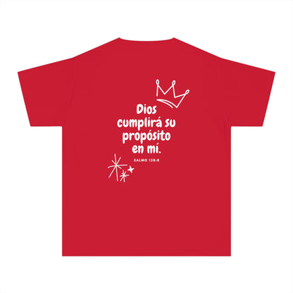 Playera Cristiana Infantil – Salmo 138:8 Diseño Corona | Christian Kids T-Shirt – Crown Design