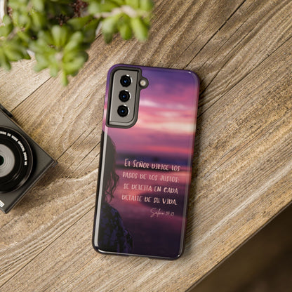Funda Cristiana Resistente con Versículo para Mujer – Salmo 37:23 | Christian Women's Tough Phone Case for iPhone & Samsung