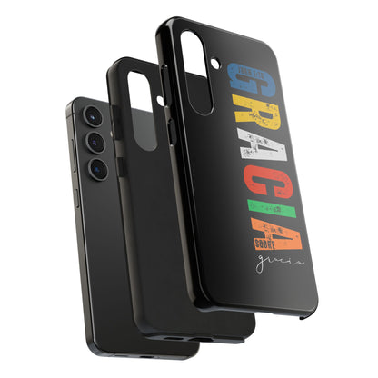 Funda Cristiana Resistente para iPhone & Samsung - Juan 1:16 - Christian Tough Phone Case “Grace Upon Grace” - Black Faith Case for Men