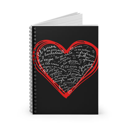 Cuaderno Cristiano con Versiculo de Amor en Negro - Christian Notebook - 1 Corinthians 13 Love is Patient - Somos Semilla De Mostaza