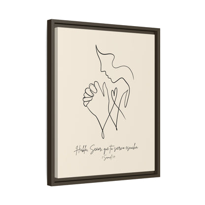 Lienzo Enmarcado Cristiano – 1 Samuel 3:9 Diseño Minimalista | Christian Framed Matte Canvas – Minimalist Line drawing - Beige