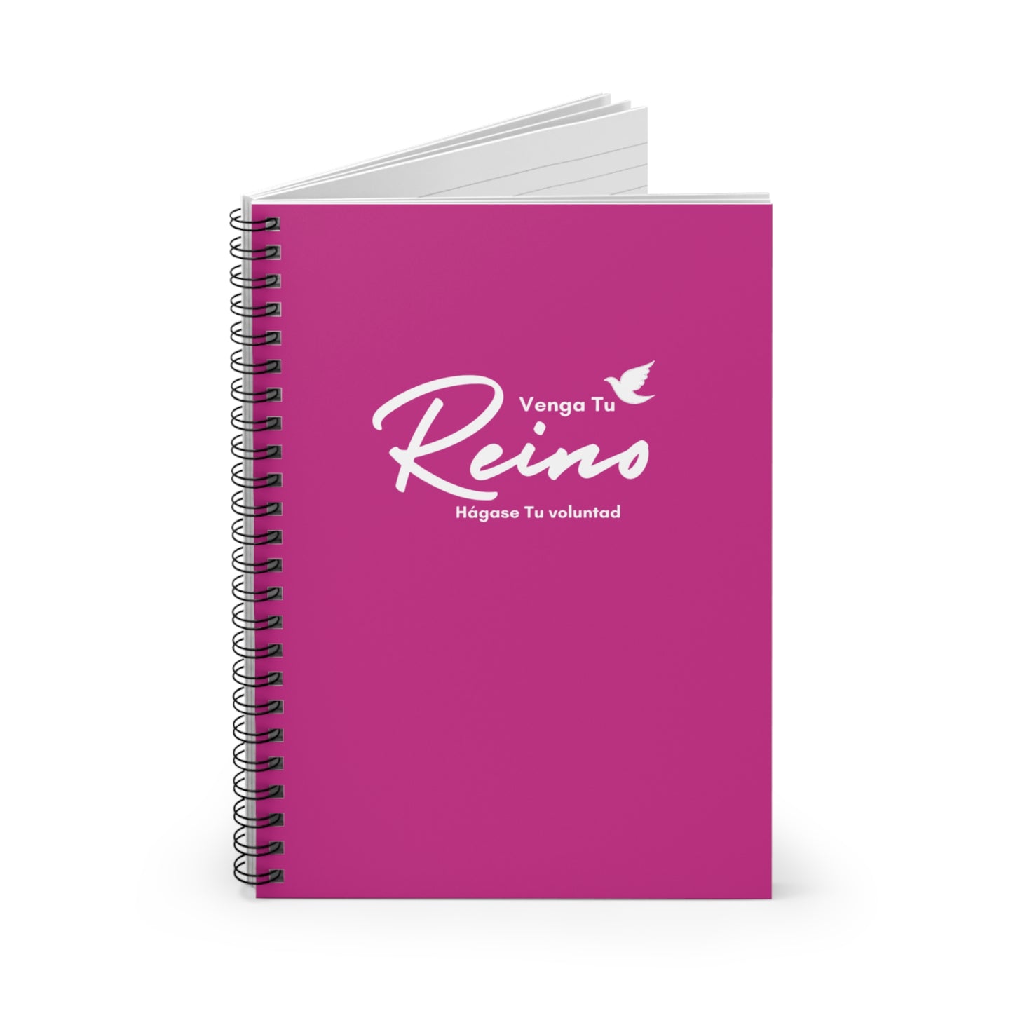 Cuaderno Cristiano con Versículo - Mateo 6:10 "Venga tu Reino" en Rosa - Espiral 6x8" - Christian Spiral Notebook