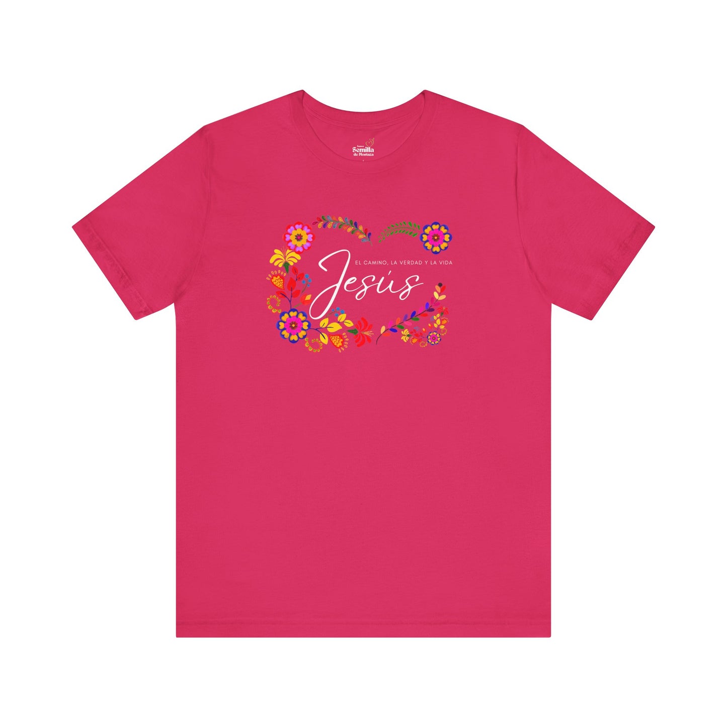 Camiseta Cristiana para Mujer - Juan 14:6 - Diseno Floral Mexicano - Womens Christian T-shirt - Somos Semilla De Mostaza