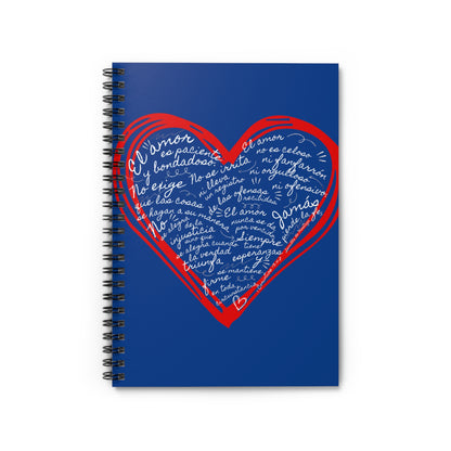 Cuaderno Cristiano con Versiculo de Amor en Azul Rey - Christian Notebook - 1 Corinthians 13 Love is Patient - Somos Semilla De Mostaza