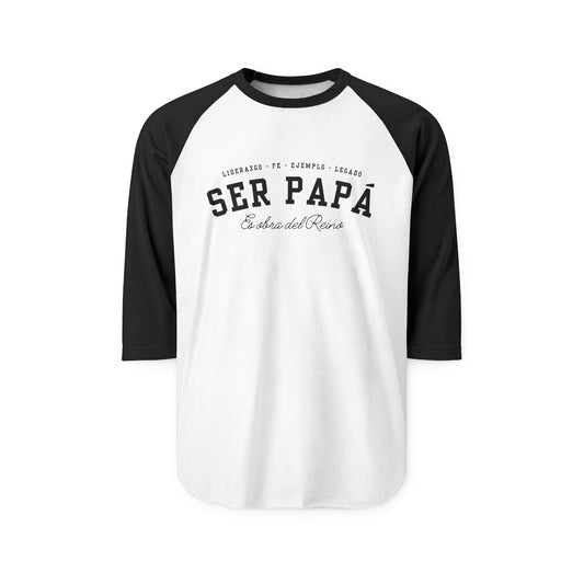 Playera Cristiana Raglán ¾ – Ser Papá es Obra del Reino | Christian Raglan Shirt ¾ Sleeve – Fatherhood Is Kingdom Work