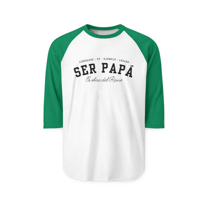Playera Cristiana Raglán ¾ – Ser Papá es Obra del Reino | Christian Raglan Shirt ¾ Sleeve – Fatherhood Is Kingdom Work