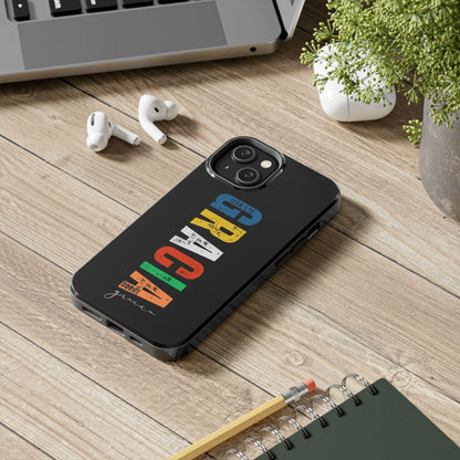 Funda Cristiana Resistente para iPhone & Samsung - Juan 1:16 - Christian Tough Phone Case “Grace Upon Grace” - Black Faith Case for Men